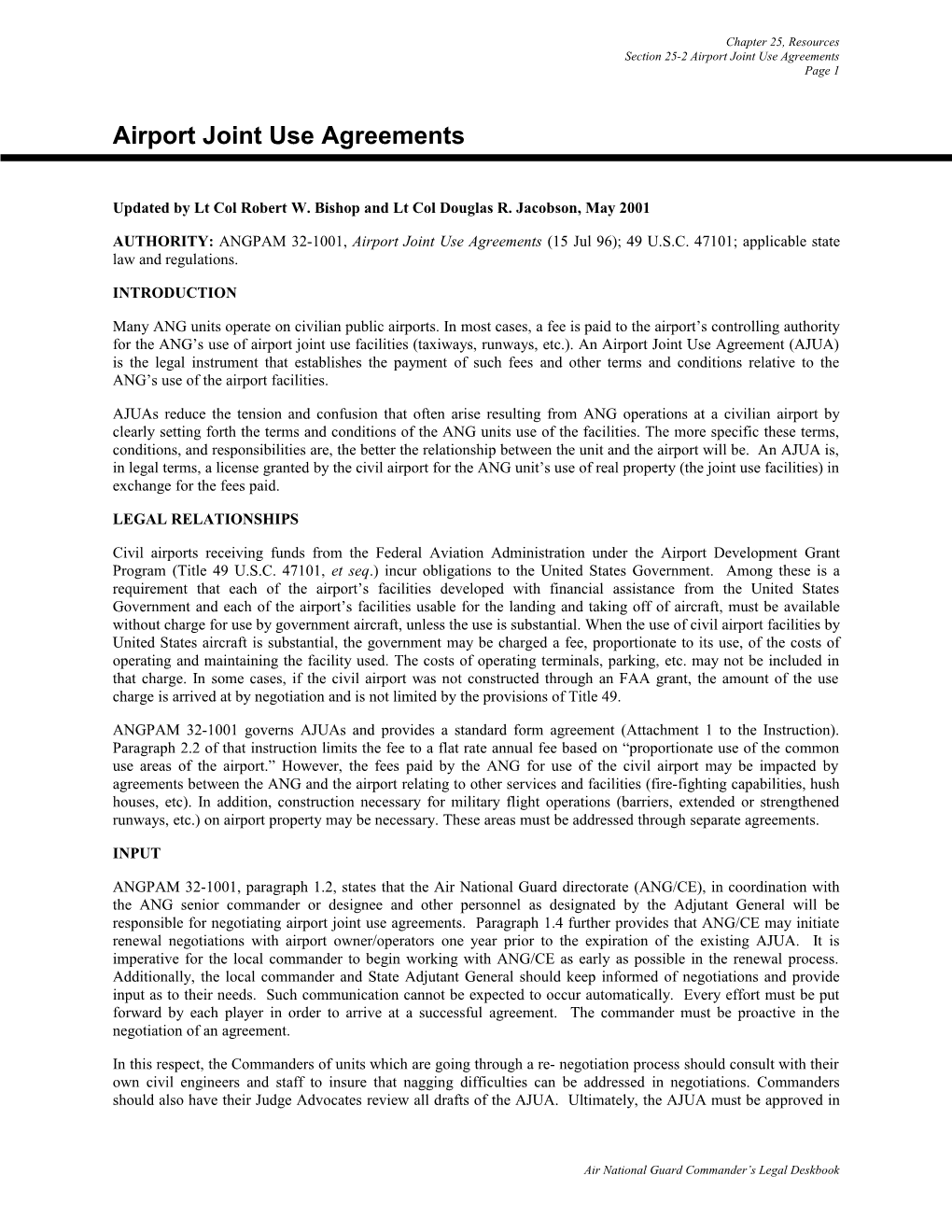 Section 25-2 Airport Joint Use Agreements