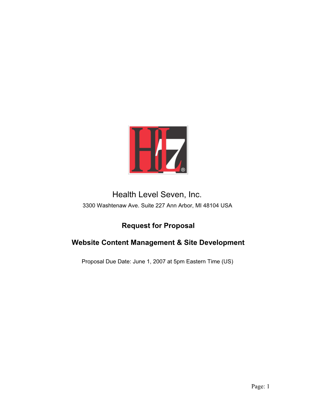 HL7 Web Content Management & Site Development RFP