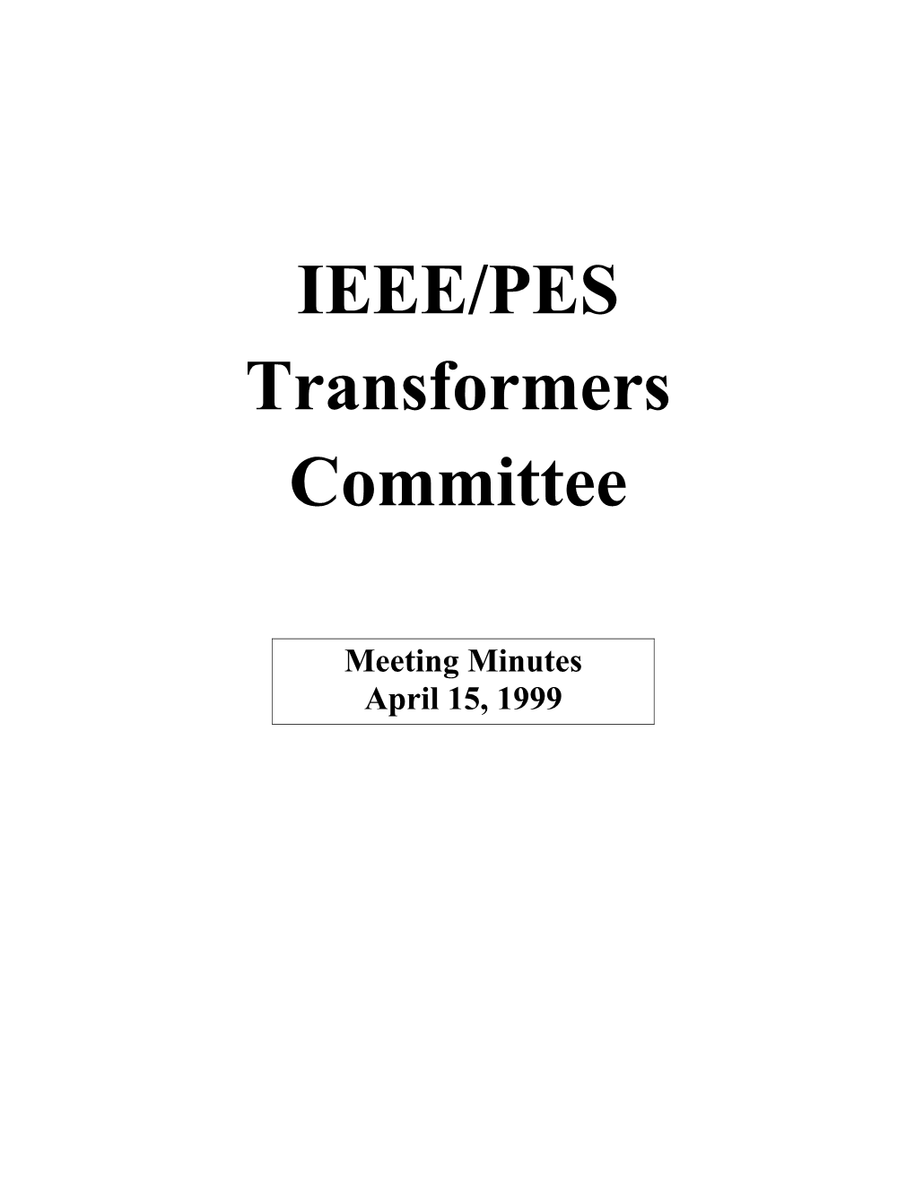 Ieee/Pes Transformers Committee