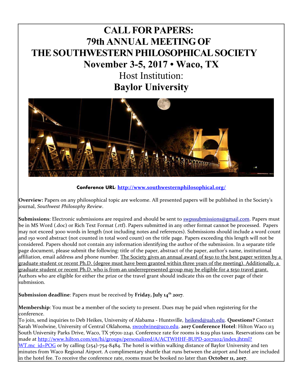The Southwestern Philosophical Society