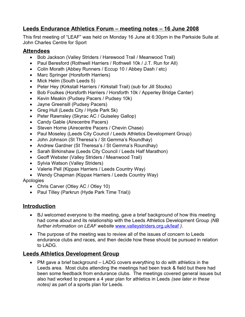 Leeds Endurance Athletics Forum