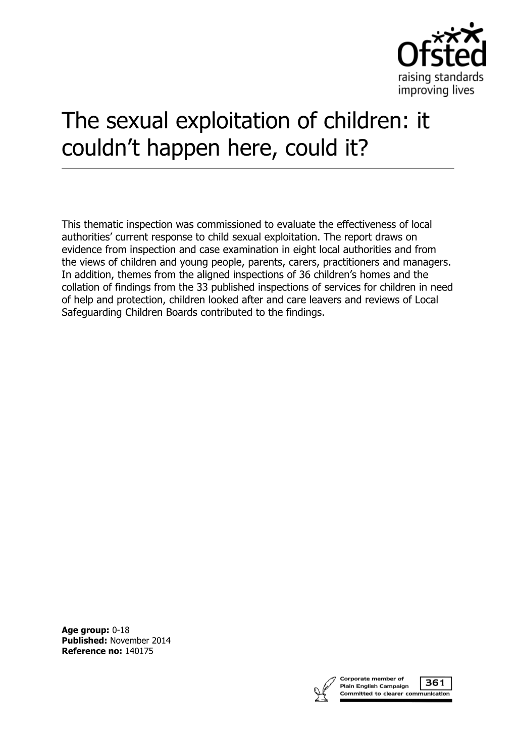 The Sexual Exploitationof Children: It Couldn T Happen Here, Could It?