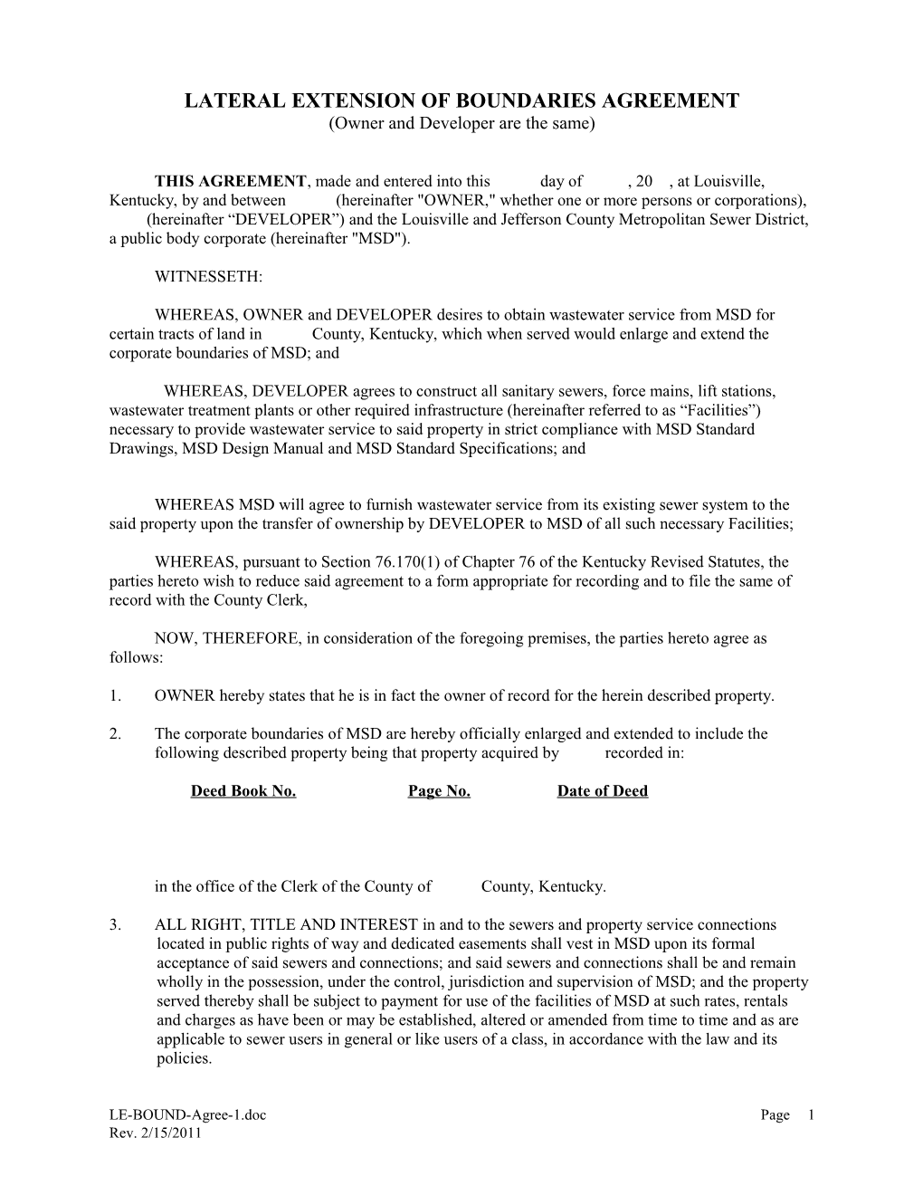 Extension of Boundaries Agreement