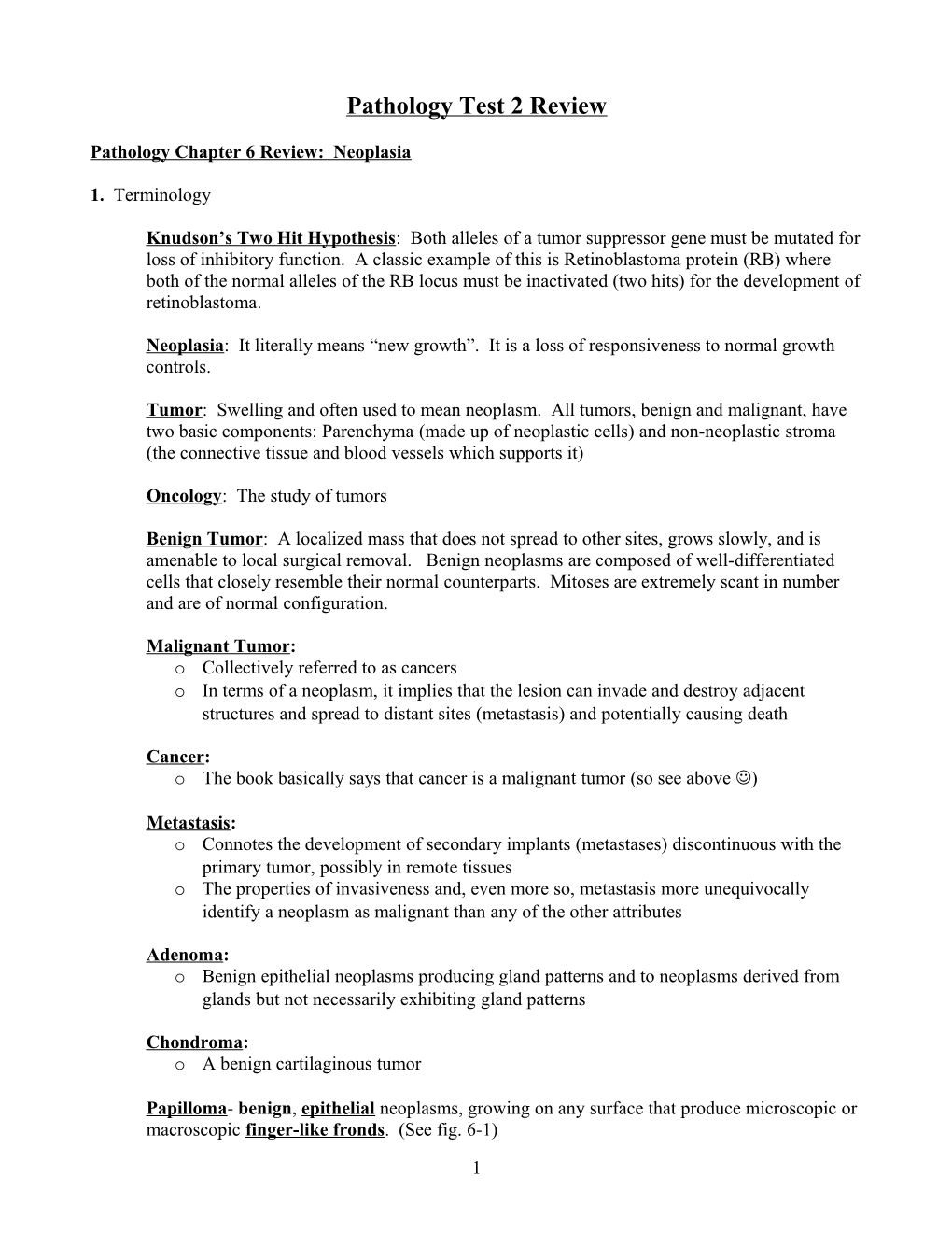 Pathology Test 2 Review