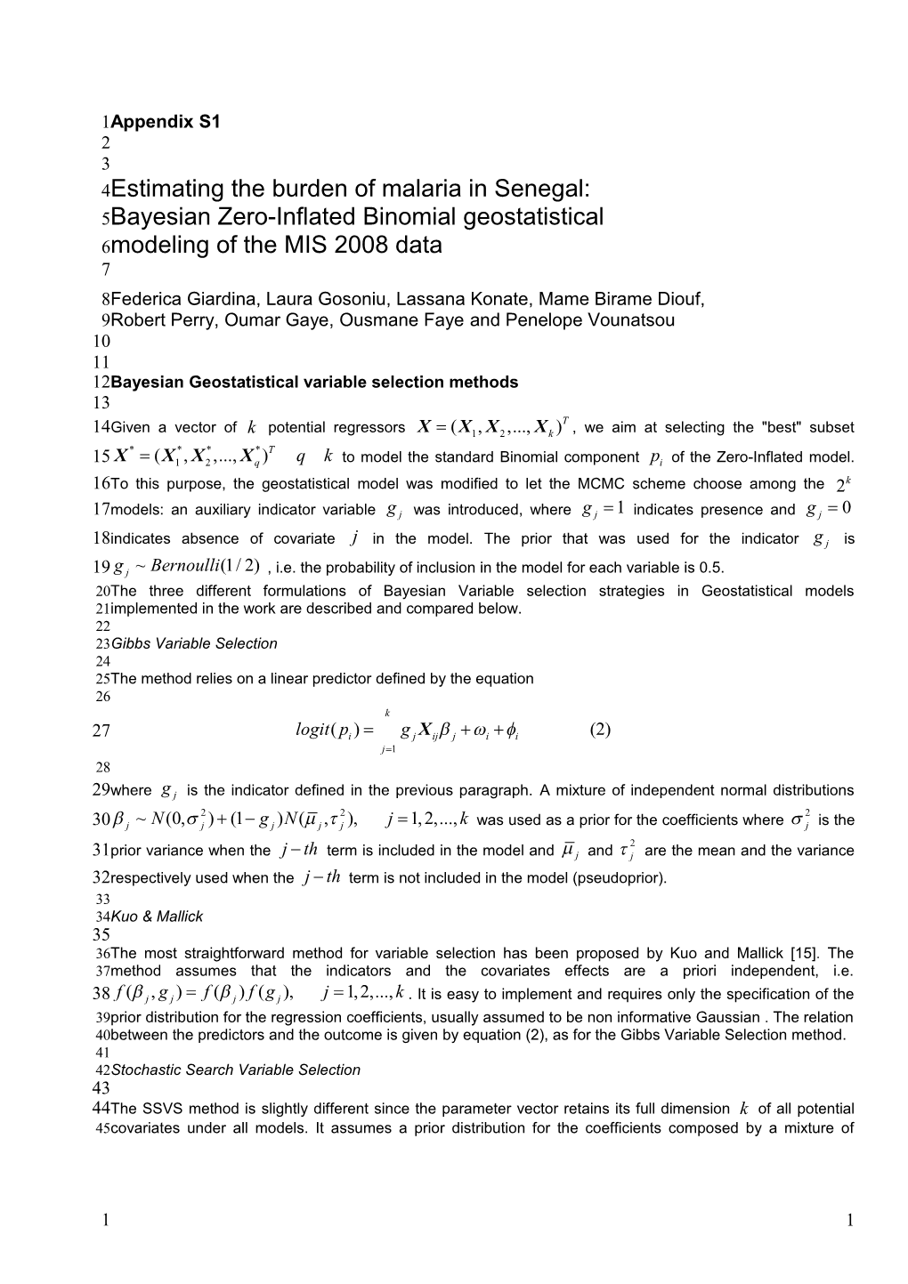 Estimating the Burden of Malaria in Senegal