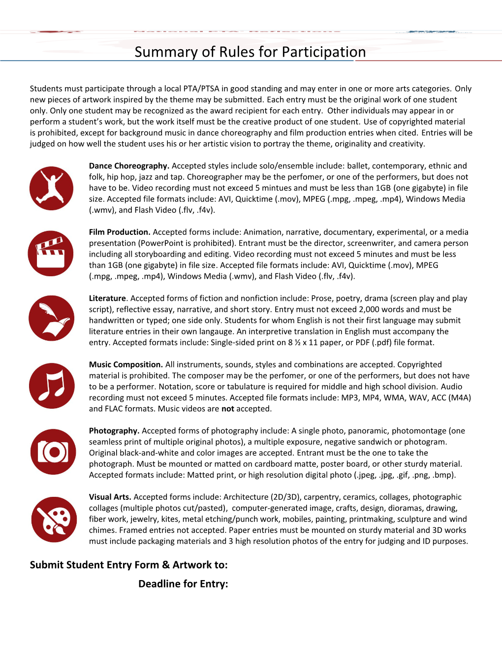 Summary of Rules for Participation