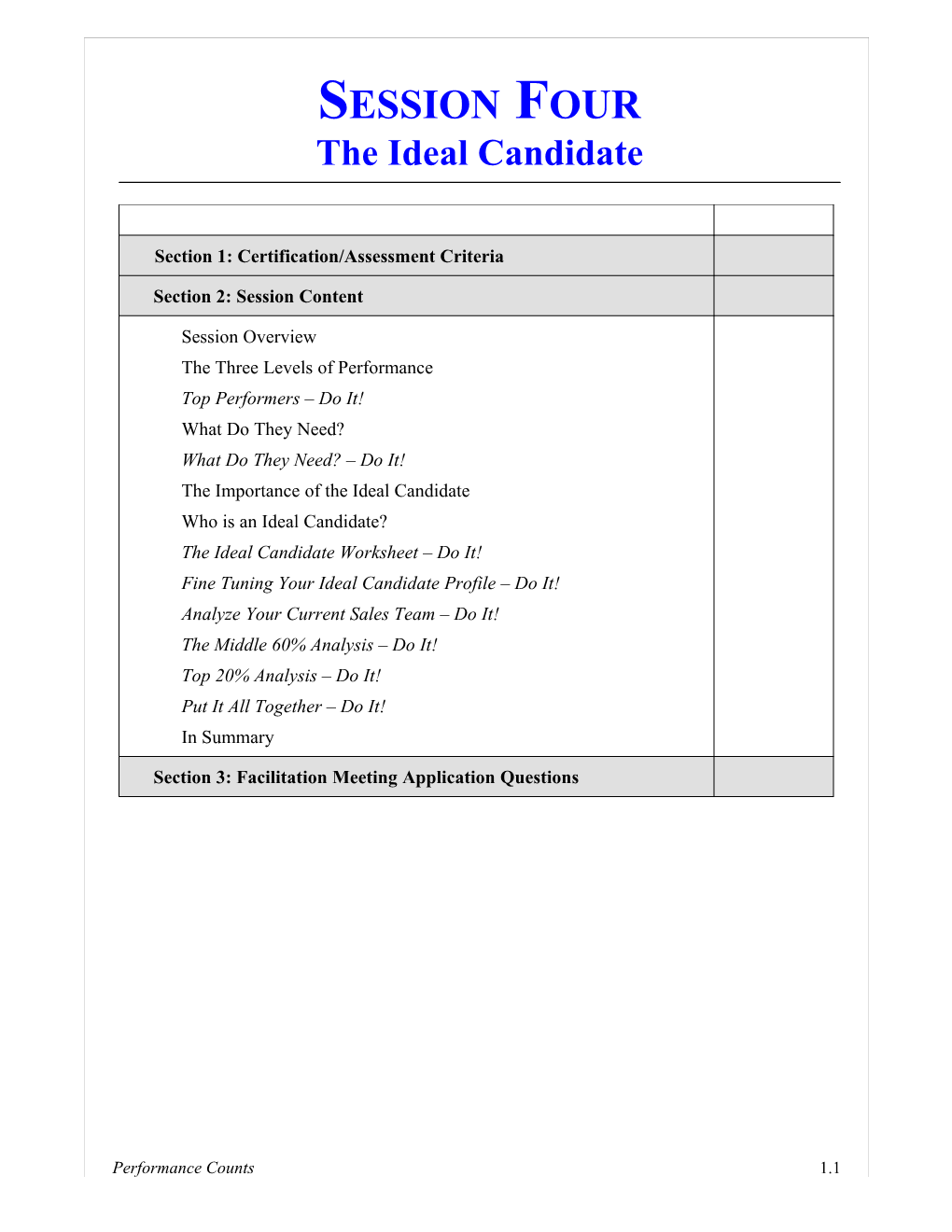 Section 3: Facilitation Meeting Application Questions