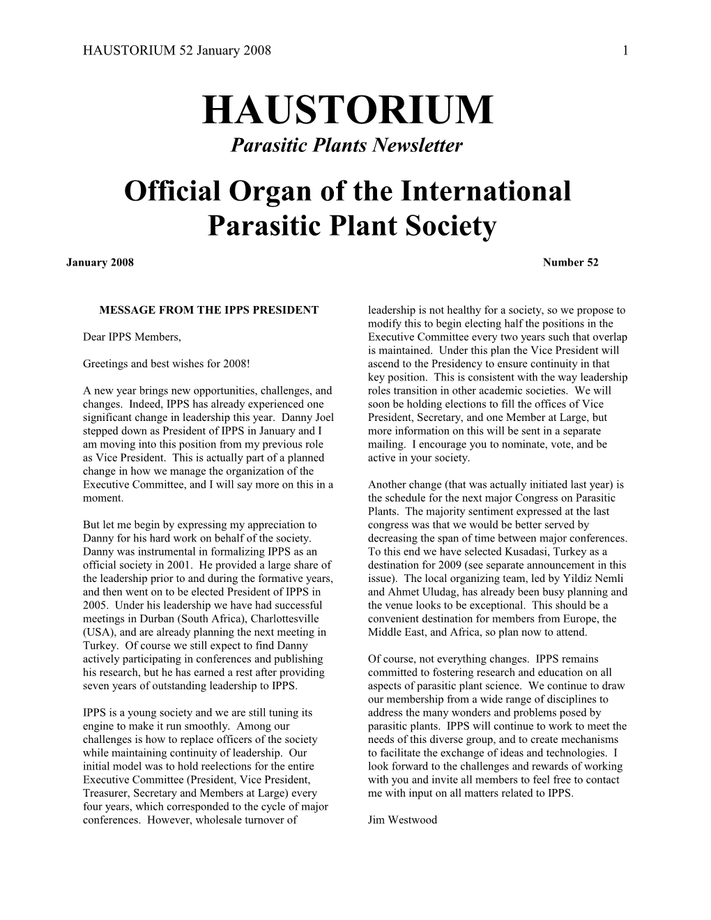 Official Organ of the International Parasitic Plant Society s1