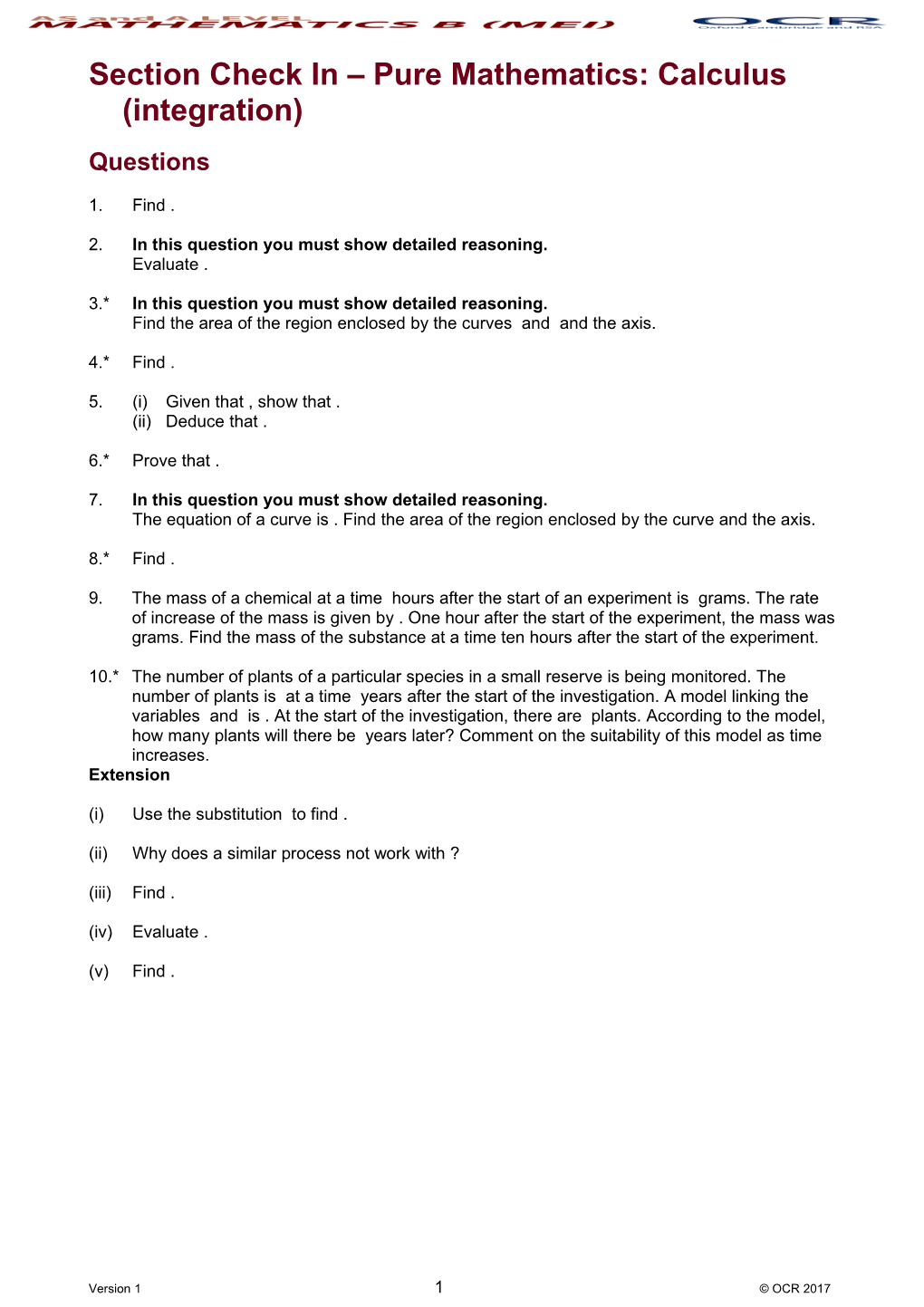 AS and a Level Mathematics a Check in Calculus 2