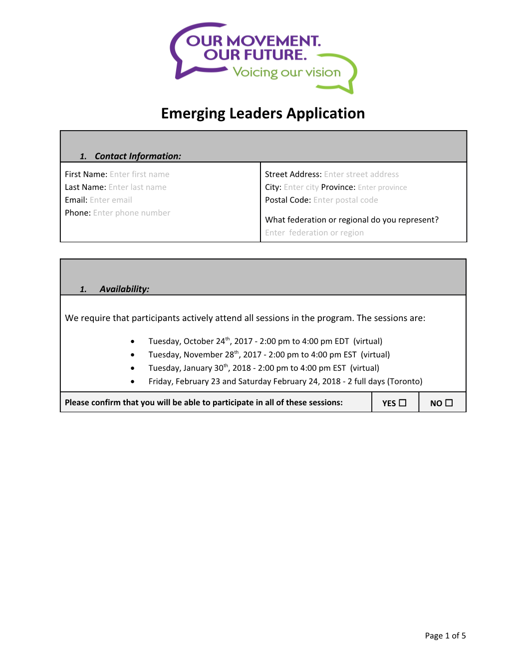 Emerging Leaders Application