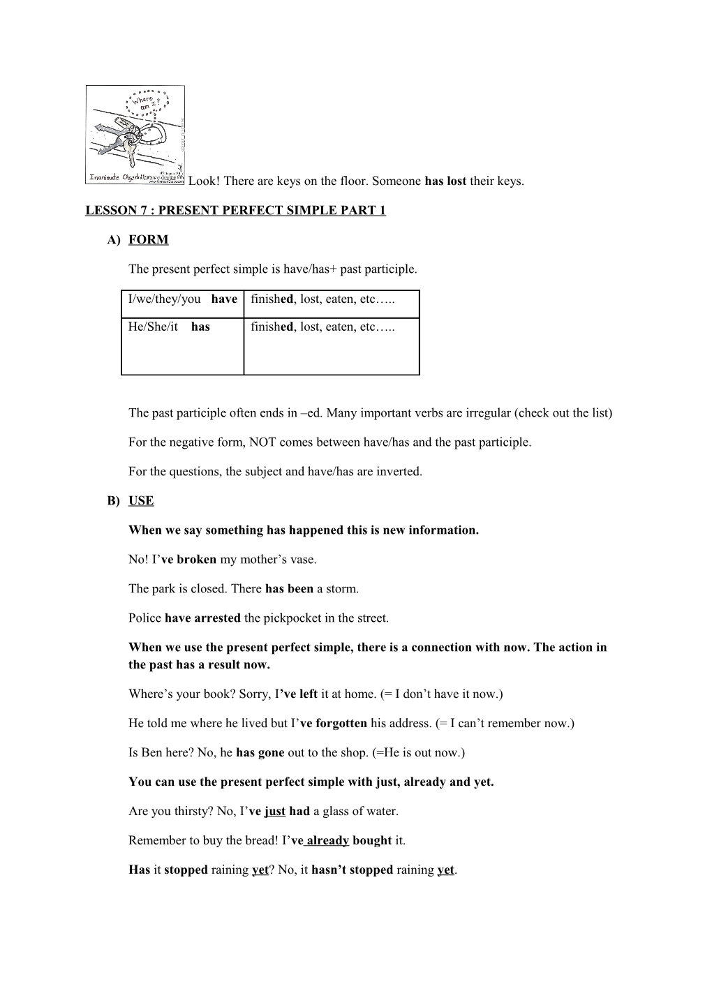 Lesson 7: Present Perfect Simple Part 1