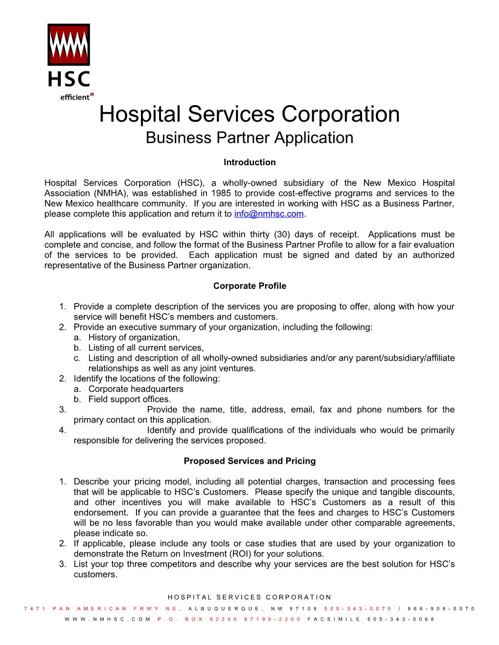 Hospital Services Corporation