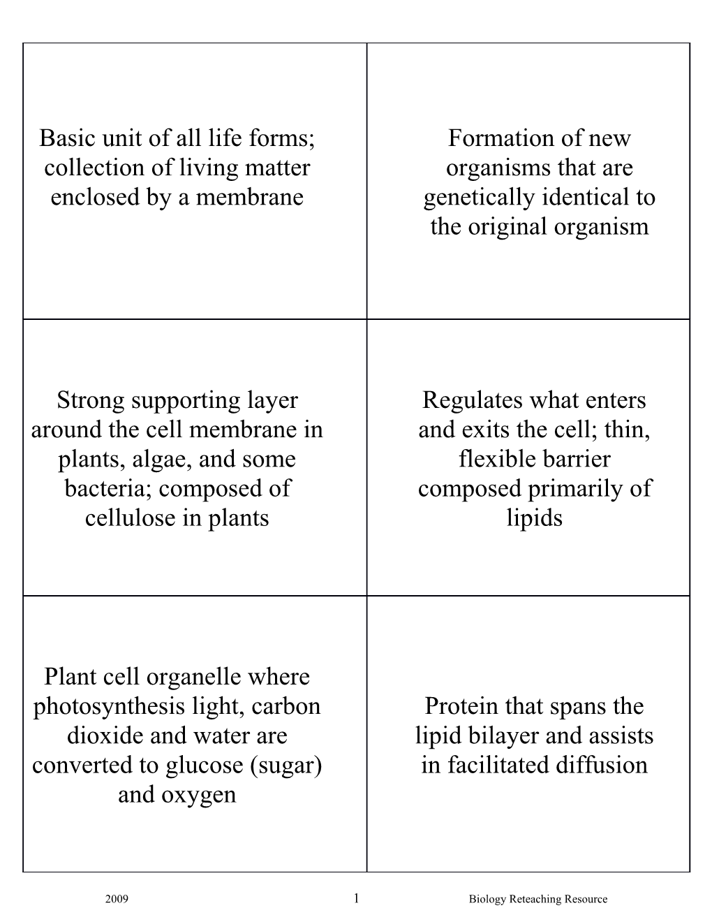 2009 144 Biology Reteaching Resource