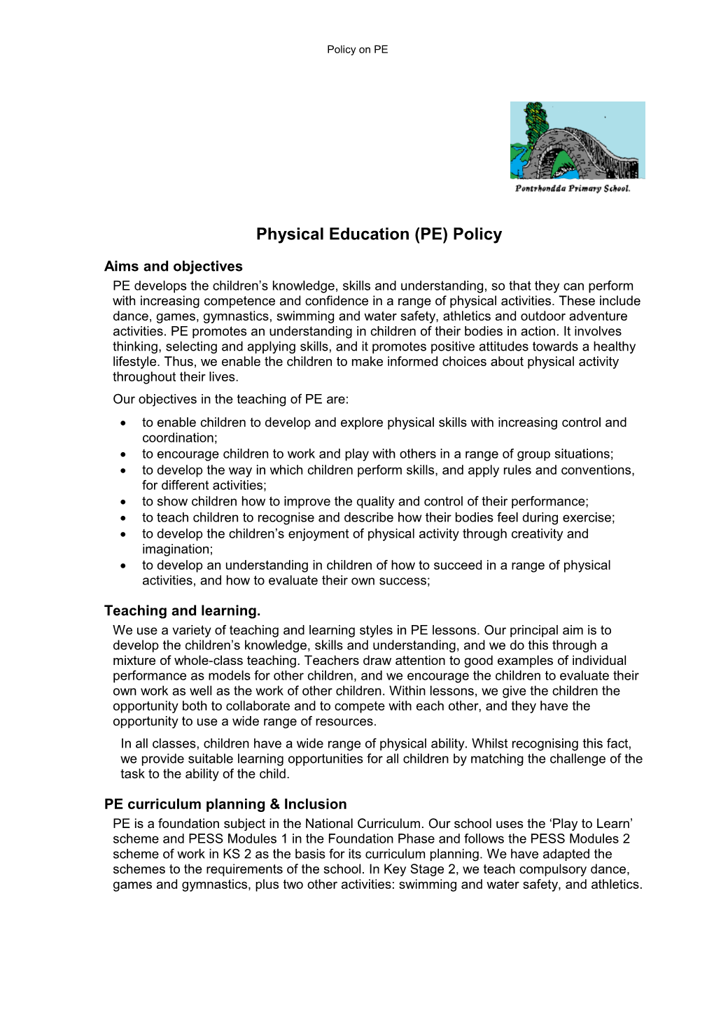 Policy on Physical Education (PE)