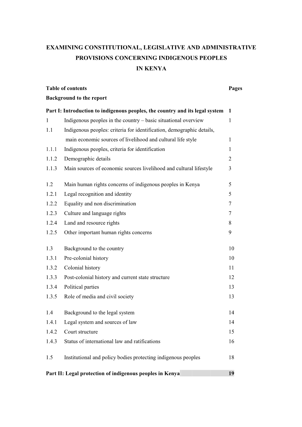 Part II: Legal Protection of Indigenous Peoples in Kenya