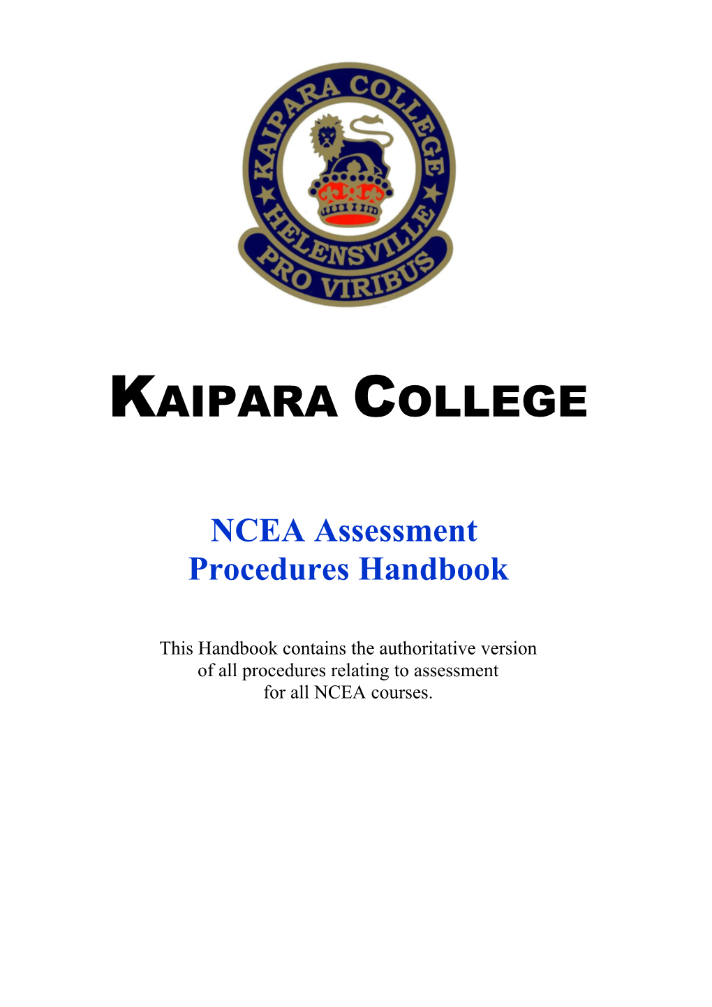 NCEA Assessment Procedureshandbook