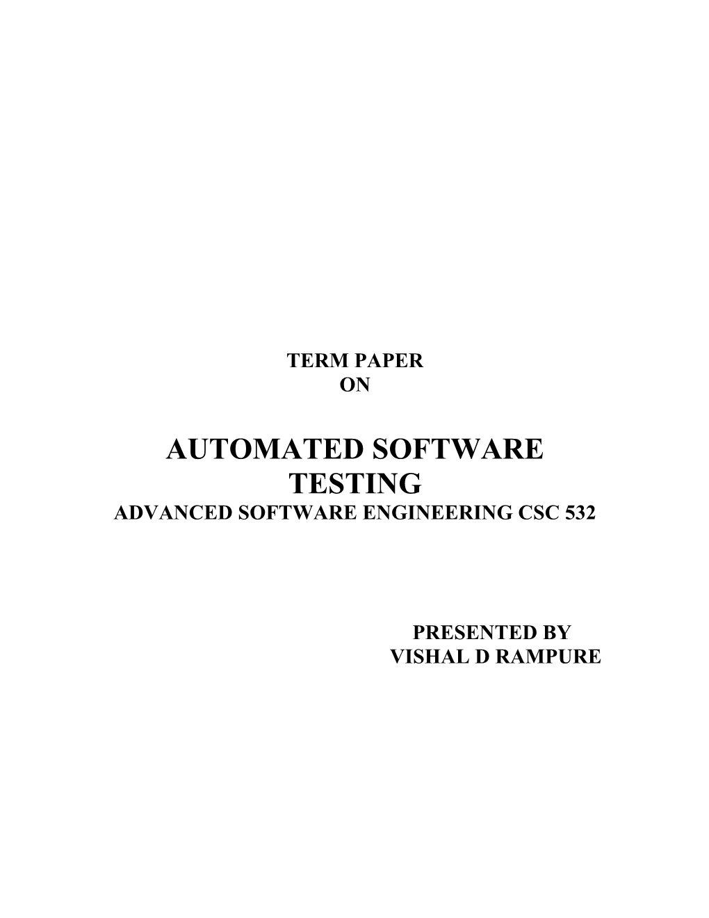 Automated Software Testing