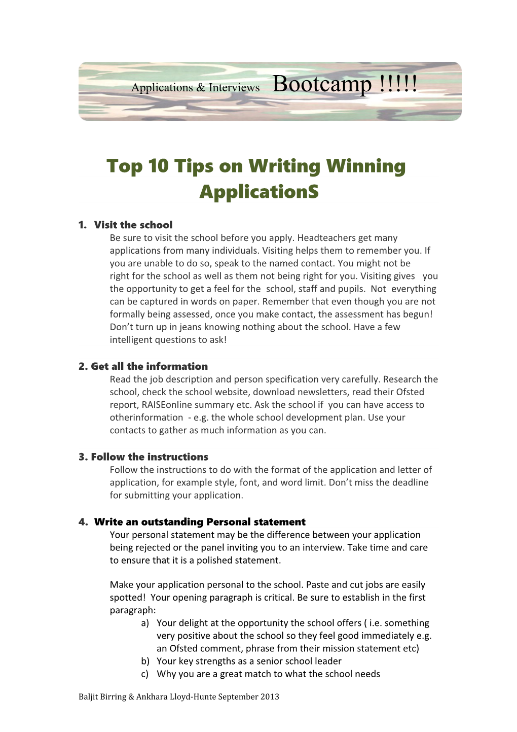 Top 10 Tips on Writing Winning