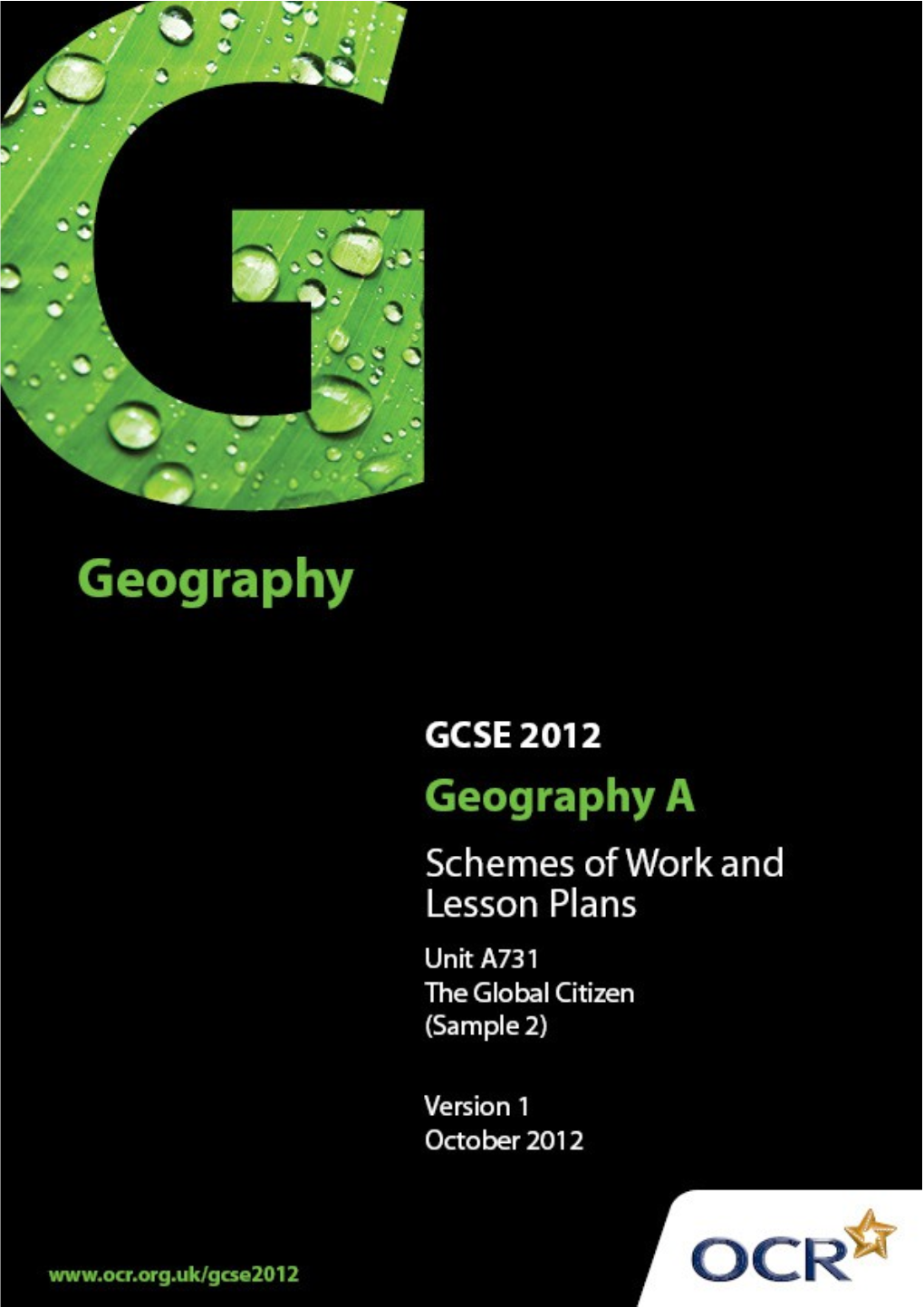 Sample Scheme of Work: OCR GCSE Geography a - the Global Citizen4