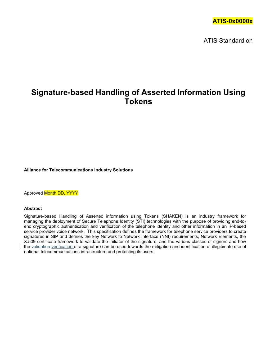 Signature-Based Handling of Asserted Information Using Tokens