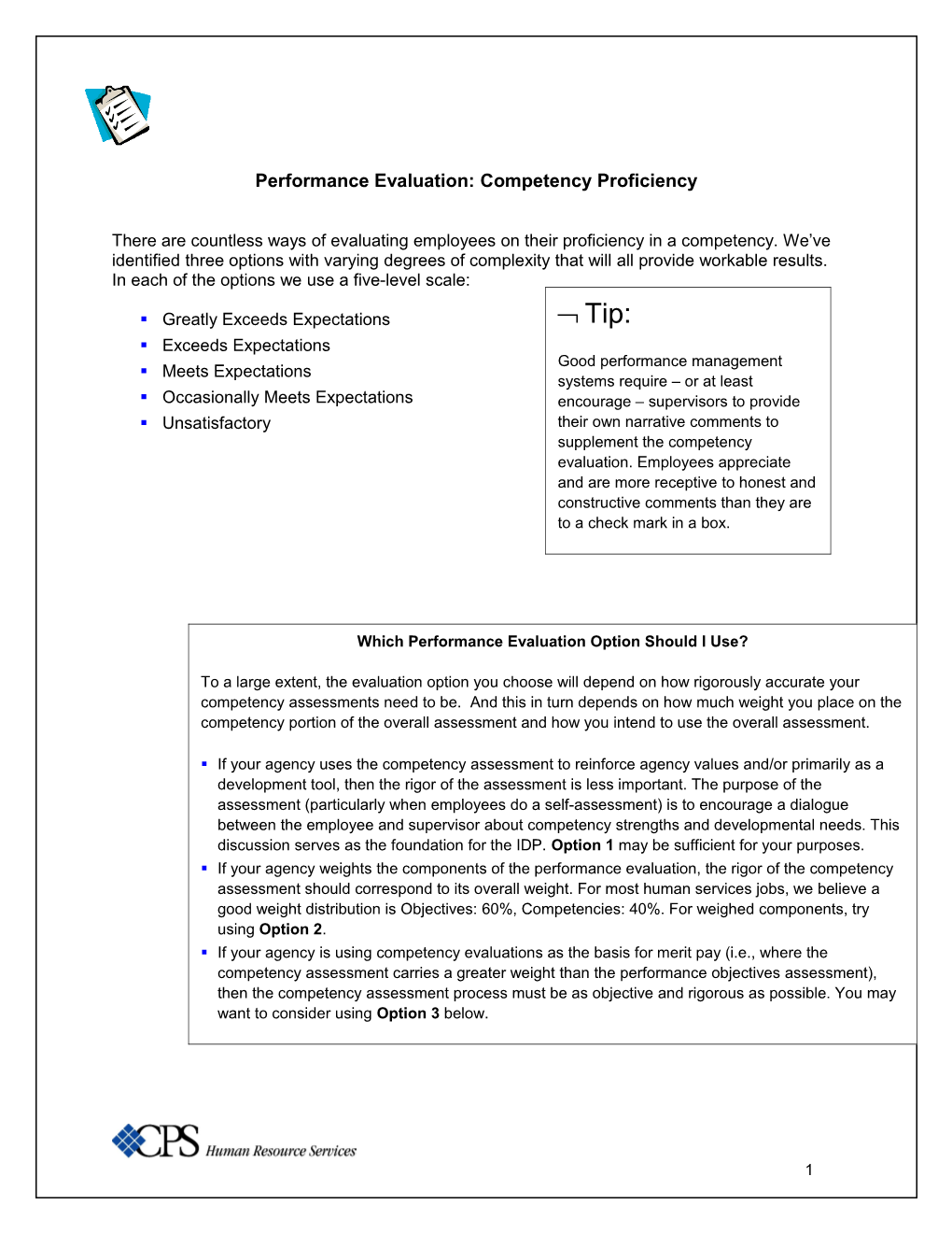 Performance Evaluation: Competency Proficiency