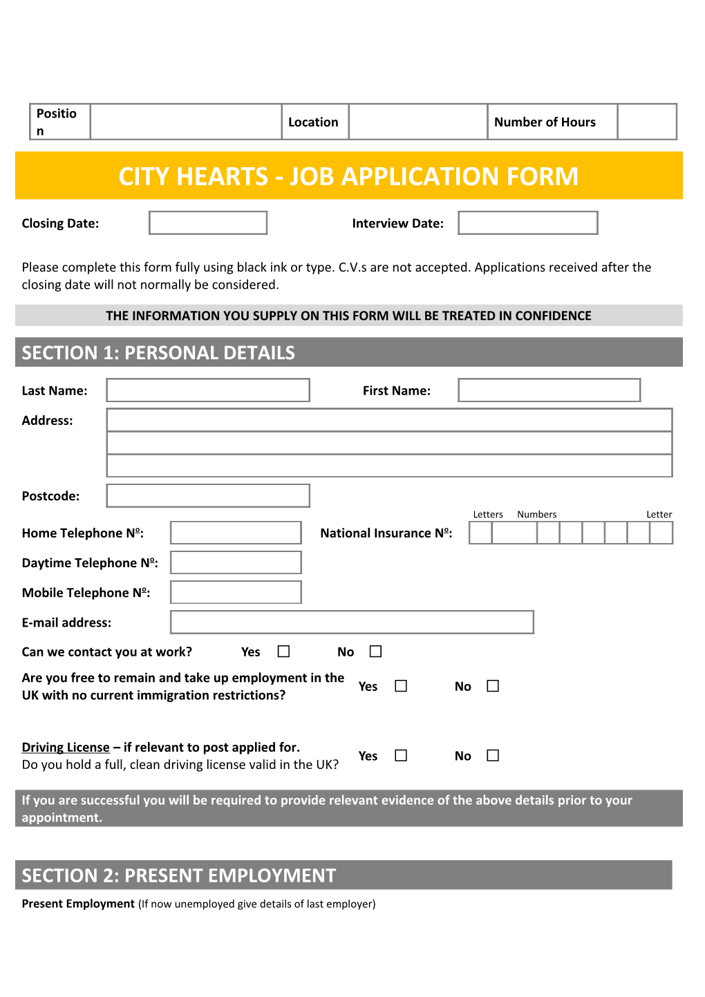 Job Application Form Template s6