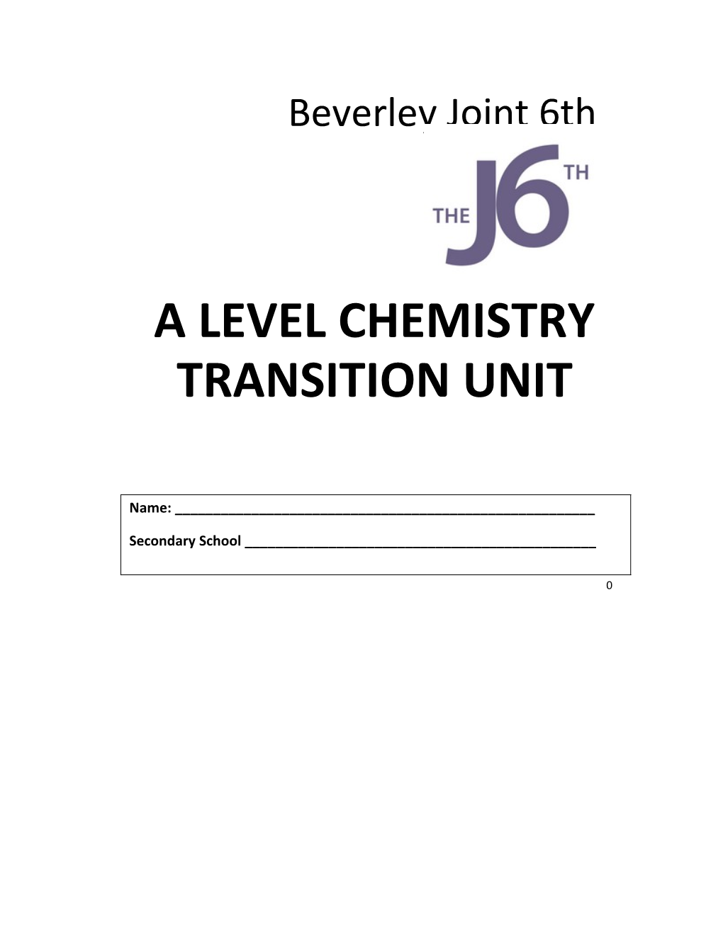 A Level Chemistry Transition Unit