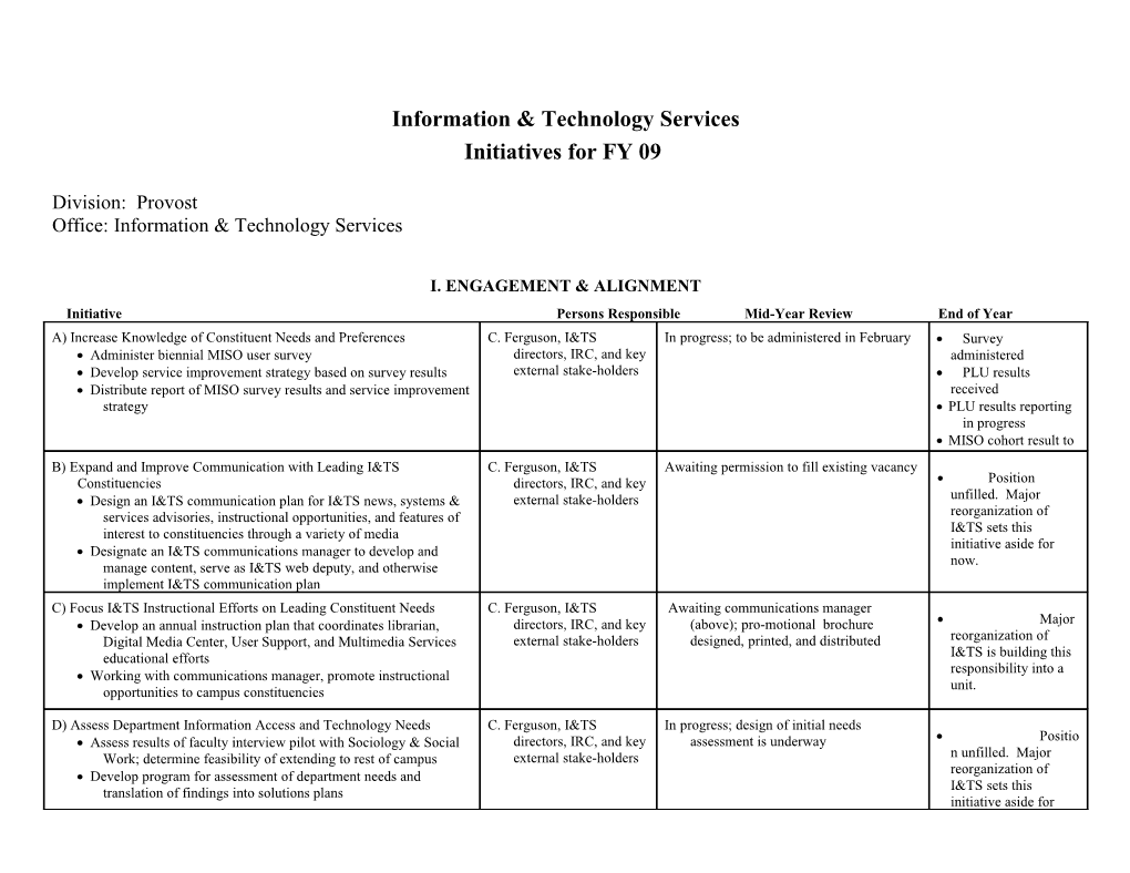 2000-2001 Administrative Plans and Priorities