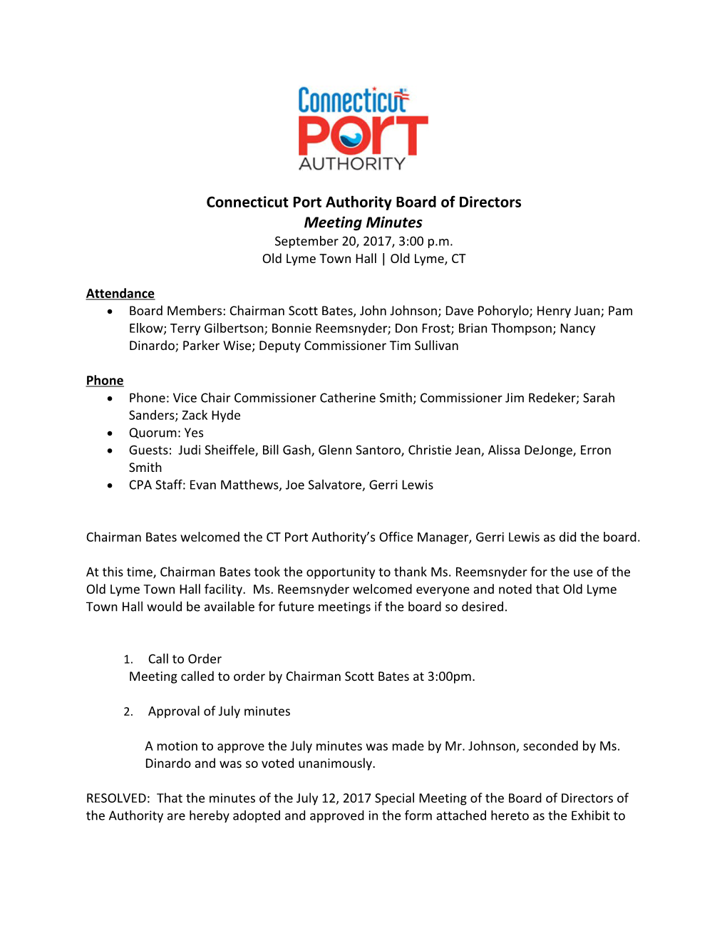 Connecticut Port Authority Board of Directors