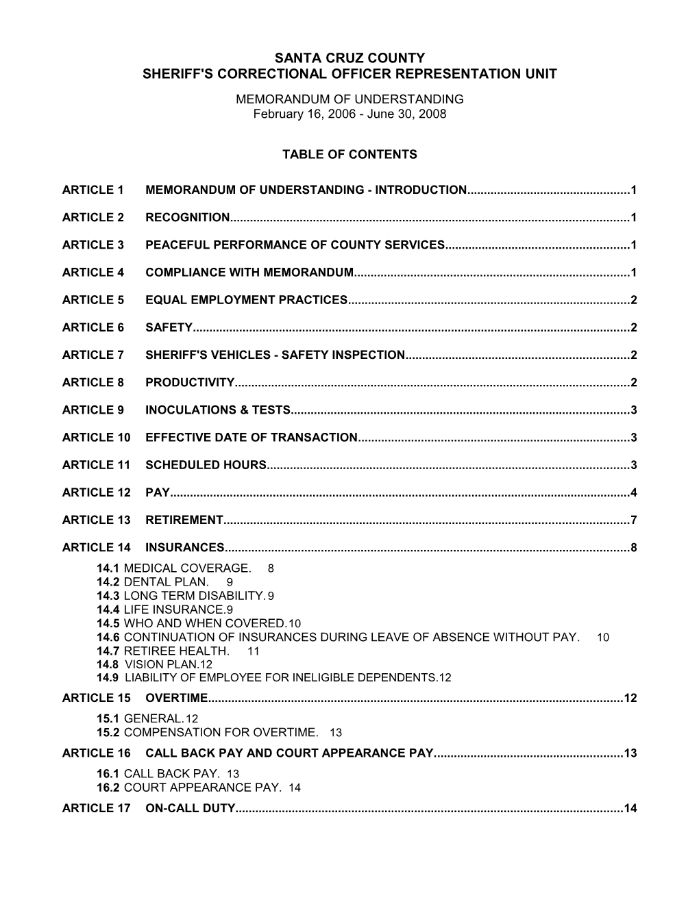 Sheriff's Correctional Officer Mou