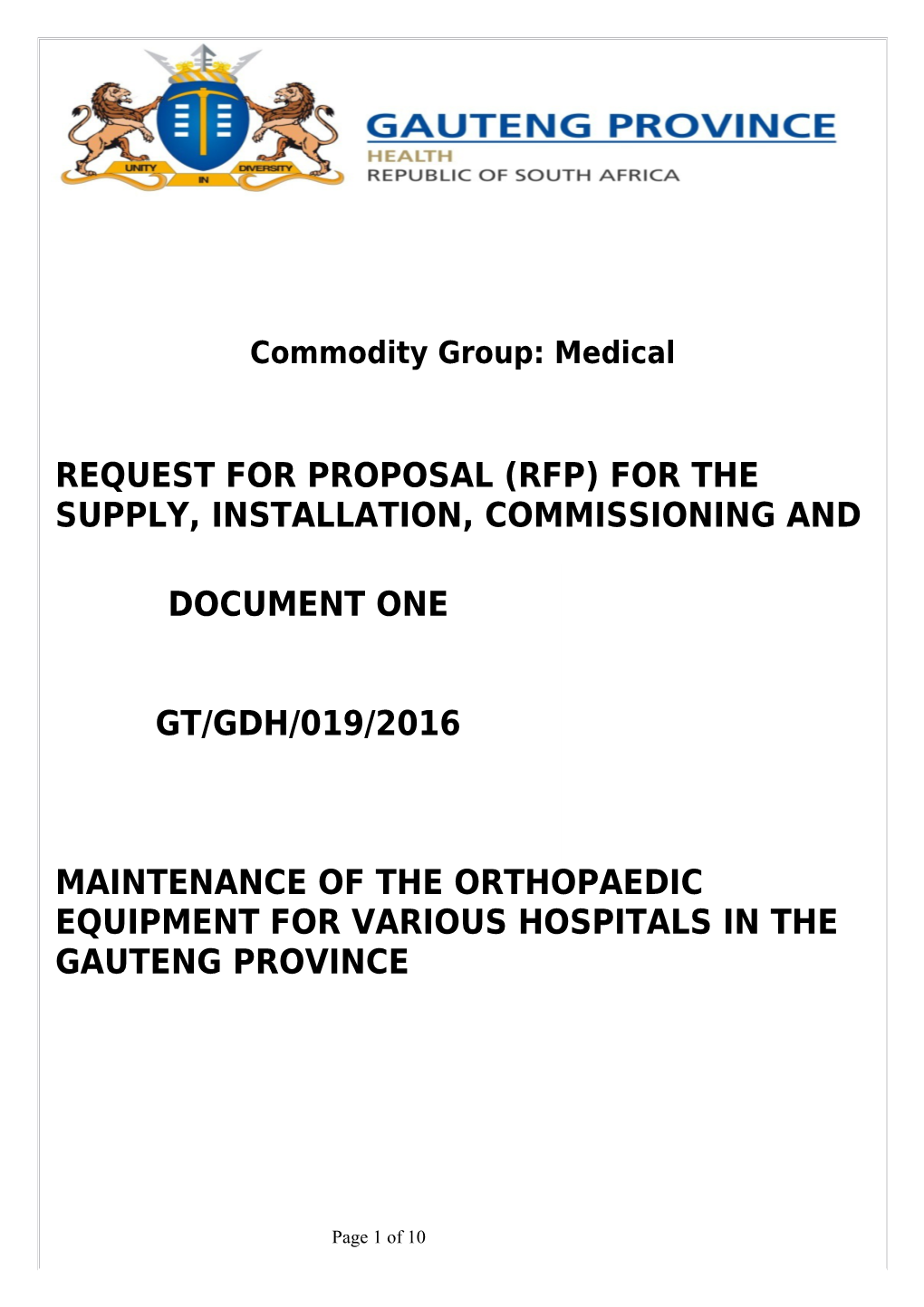 Commodity Group: Medical