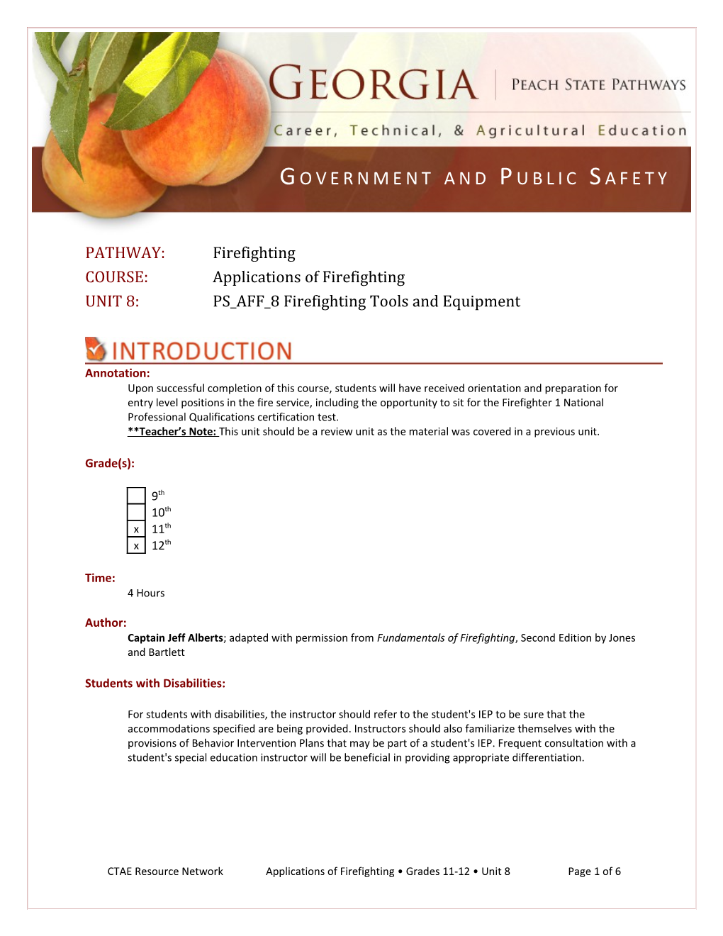 UNIT8: PS AFF 8 Firefighting Tools and Equipment