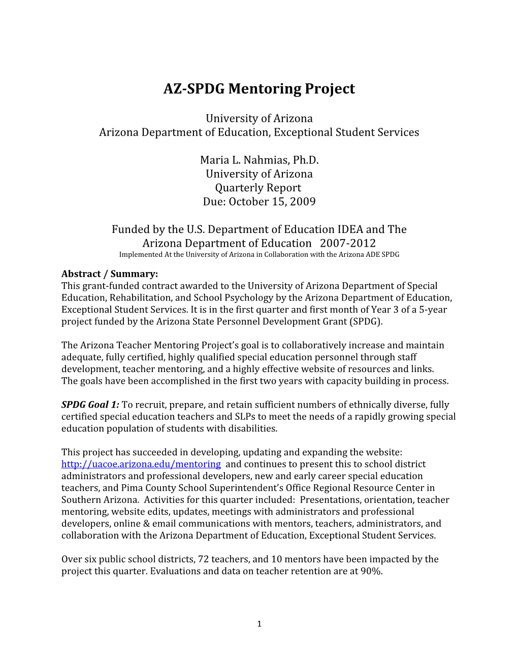 AZ-SPDG Mentoring Project