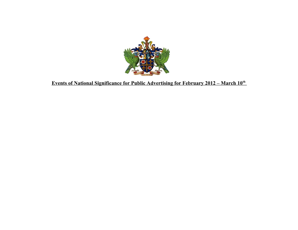 Events of National Significance for Public Advertising for February 2012 March 10Th