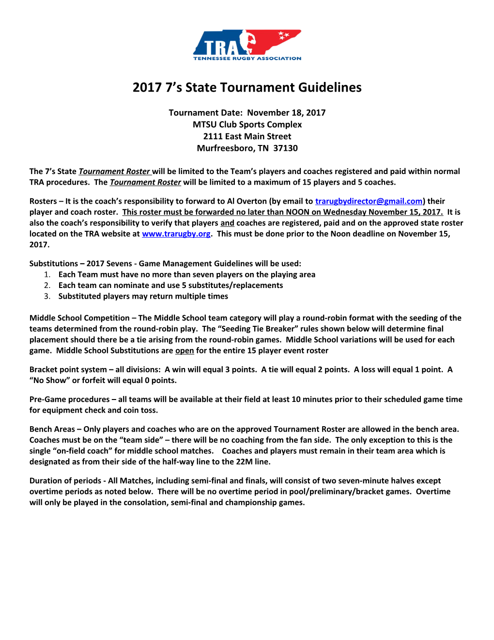 2017 7 S State Tournament Guidelines