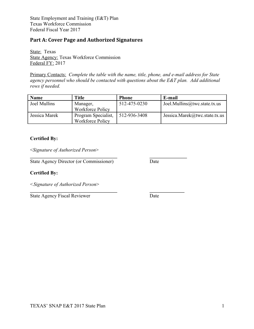 Commission Meeting Materials December 20, 2016 9:00 A.M. - Fiscal Year 2017 SNAP E&T State Plan