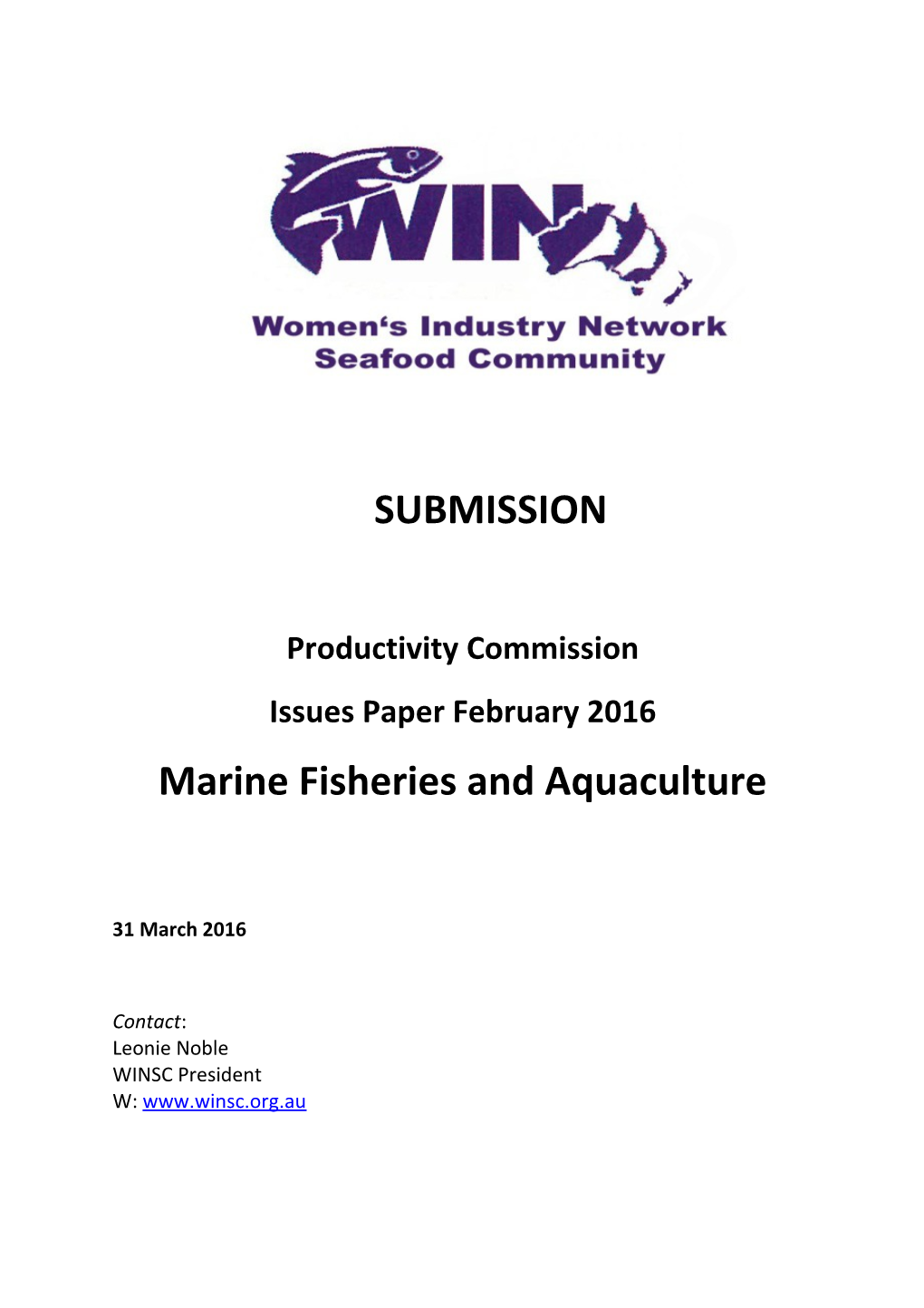 Submission 12 - Women's Industry Network Seafood Community - Marine Fsiheries and Aquaculture