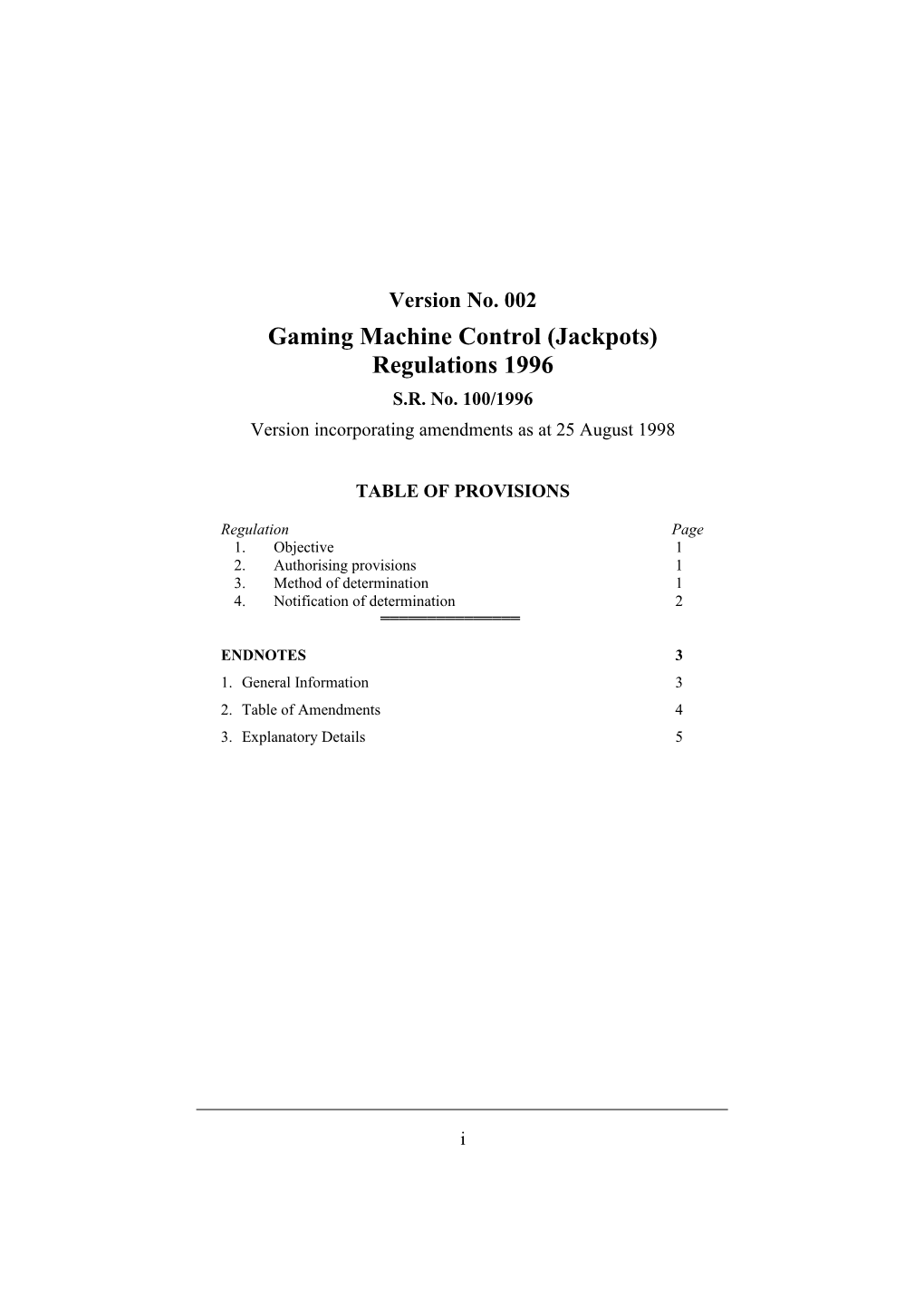 Gaming Machine Control (Jackpots) Regulations 1996