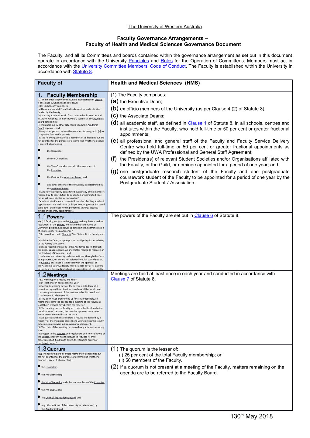 Faculty of Health and Medical Sciences Governance Document