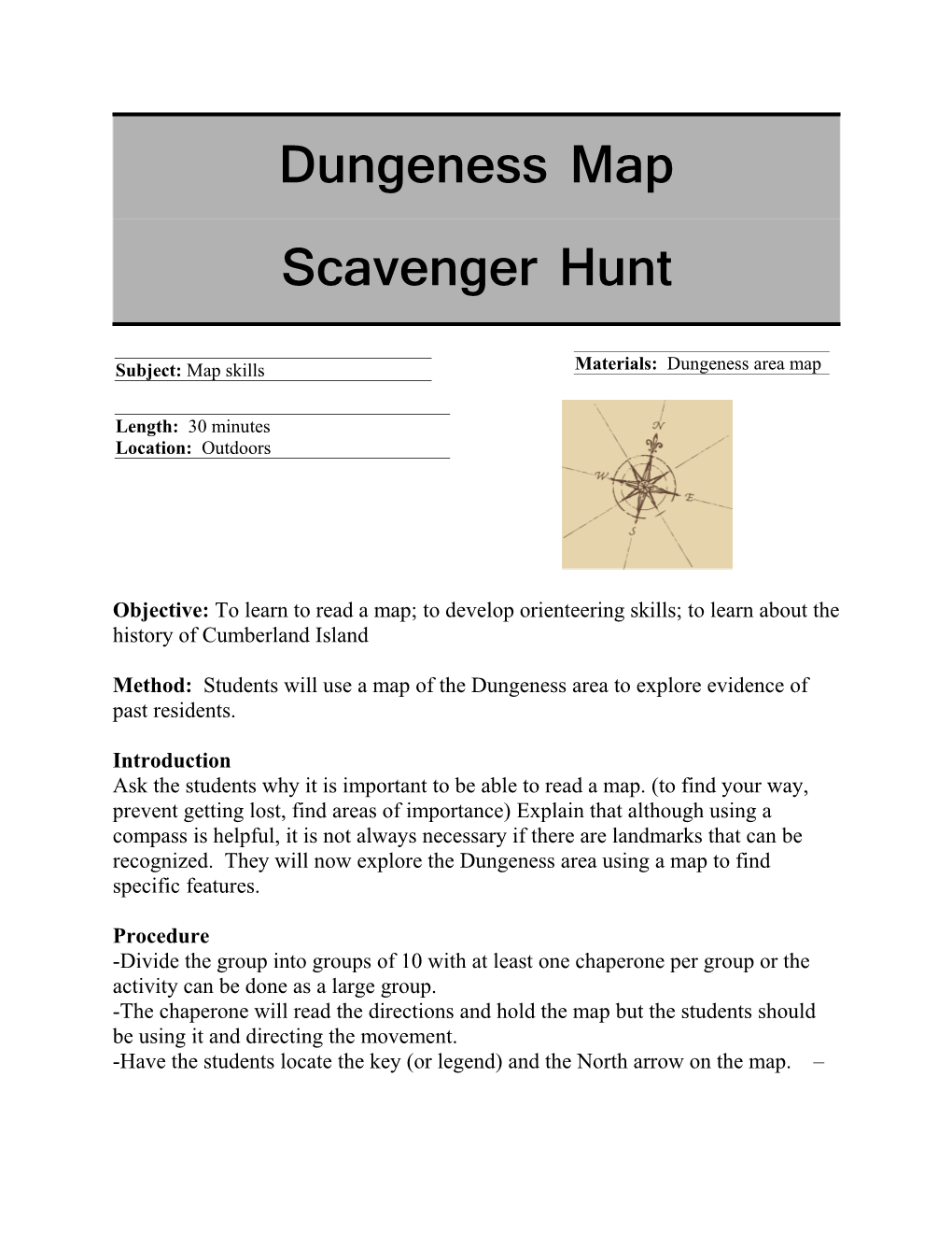 Dungeness Map Scavenger Hunt