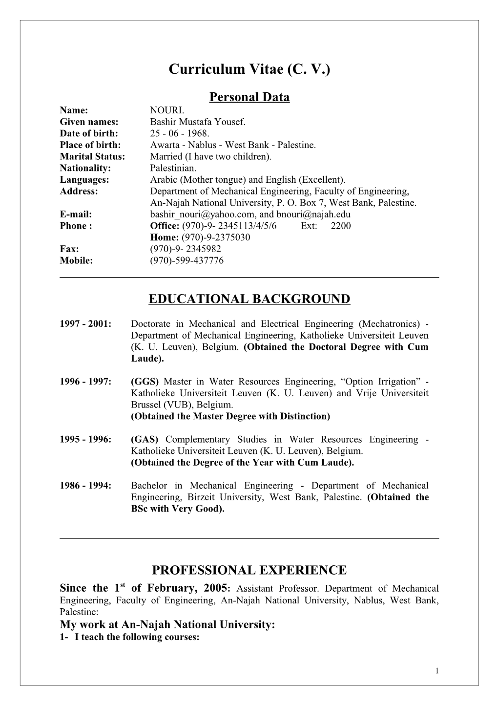 Curriculum Vitae (C. V.) s1