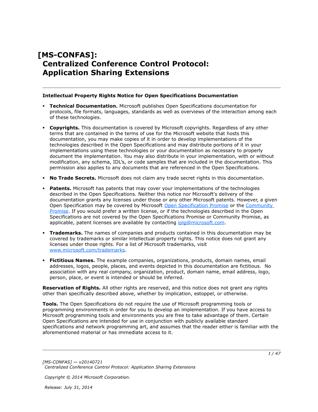 Intellectual Property Rights Notice for Open Specifications Documentation s65