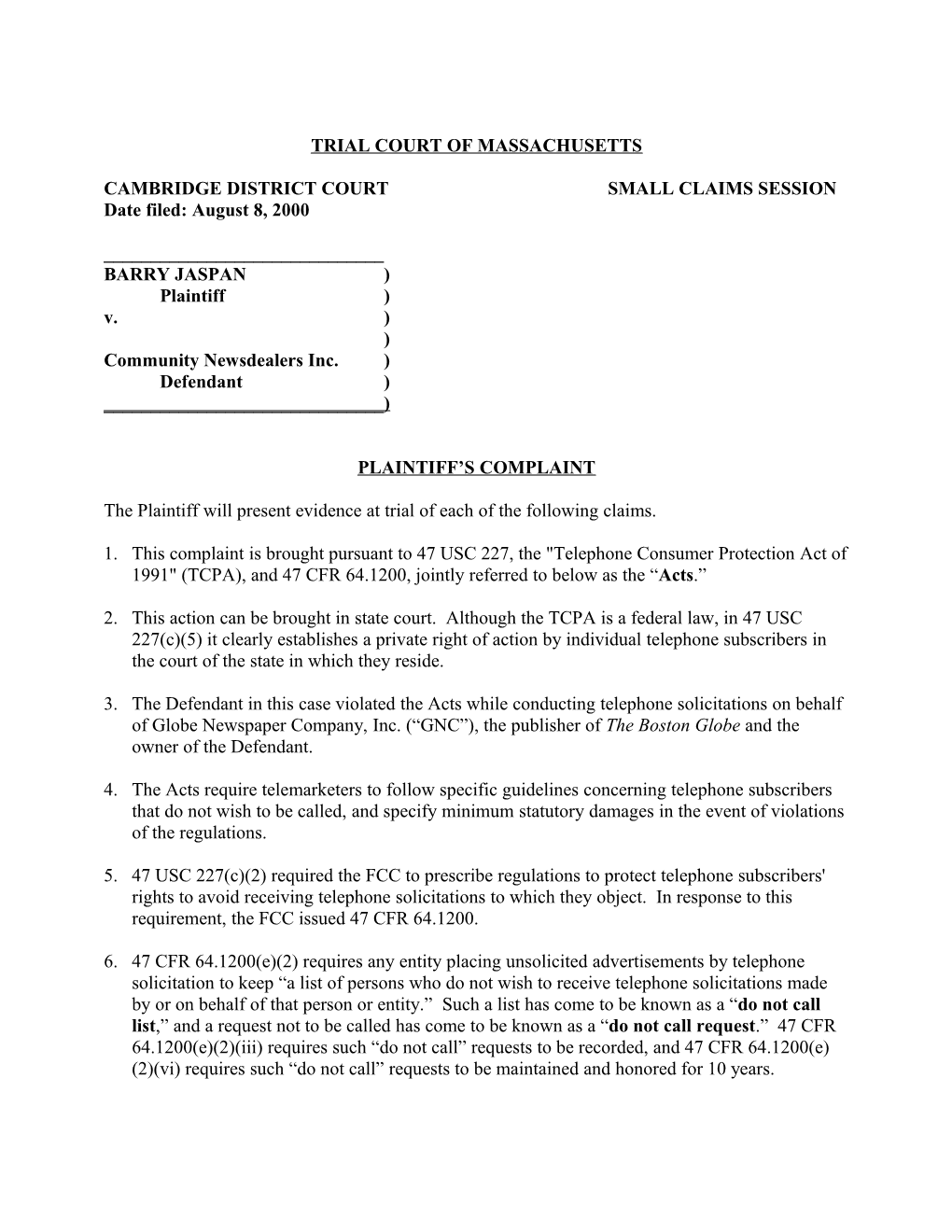 Cambridge District Court Small Claims Session