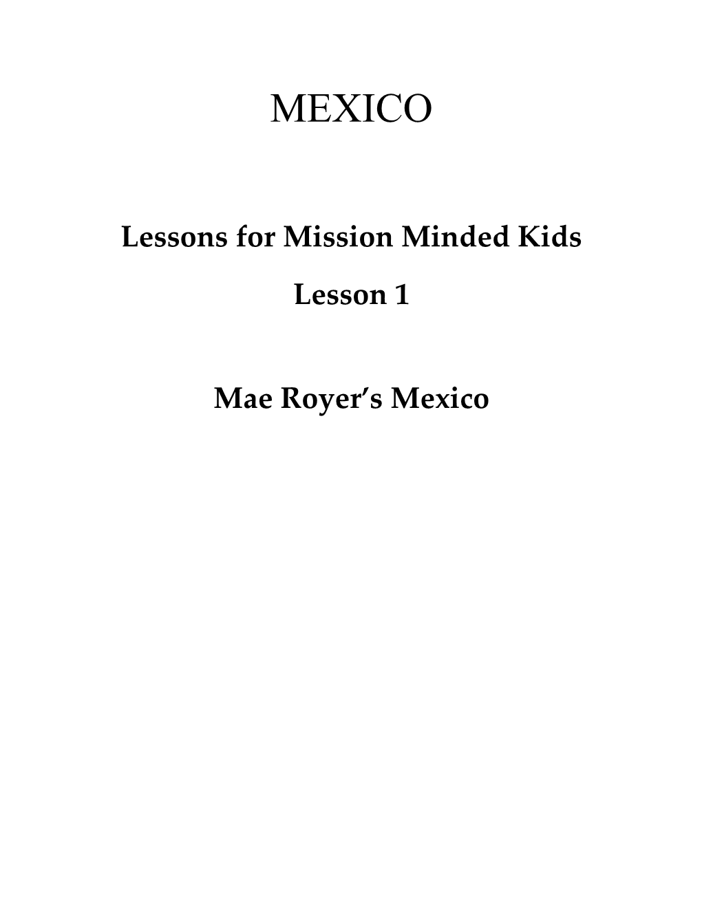 Lessons for Mission Minded Kids