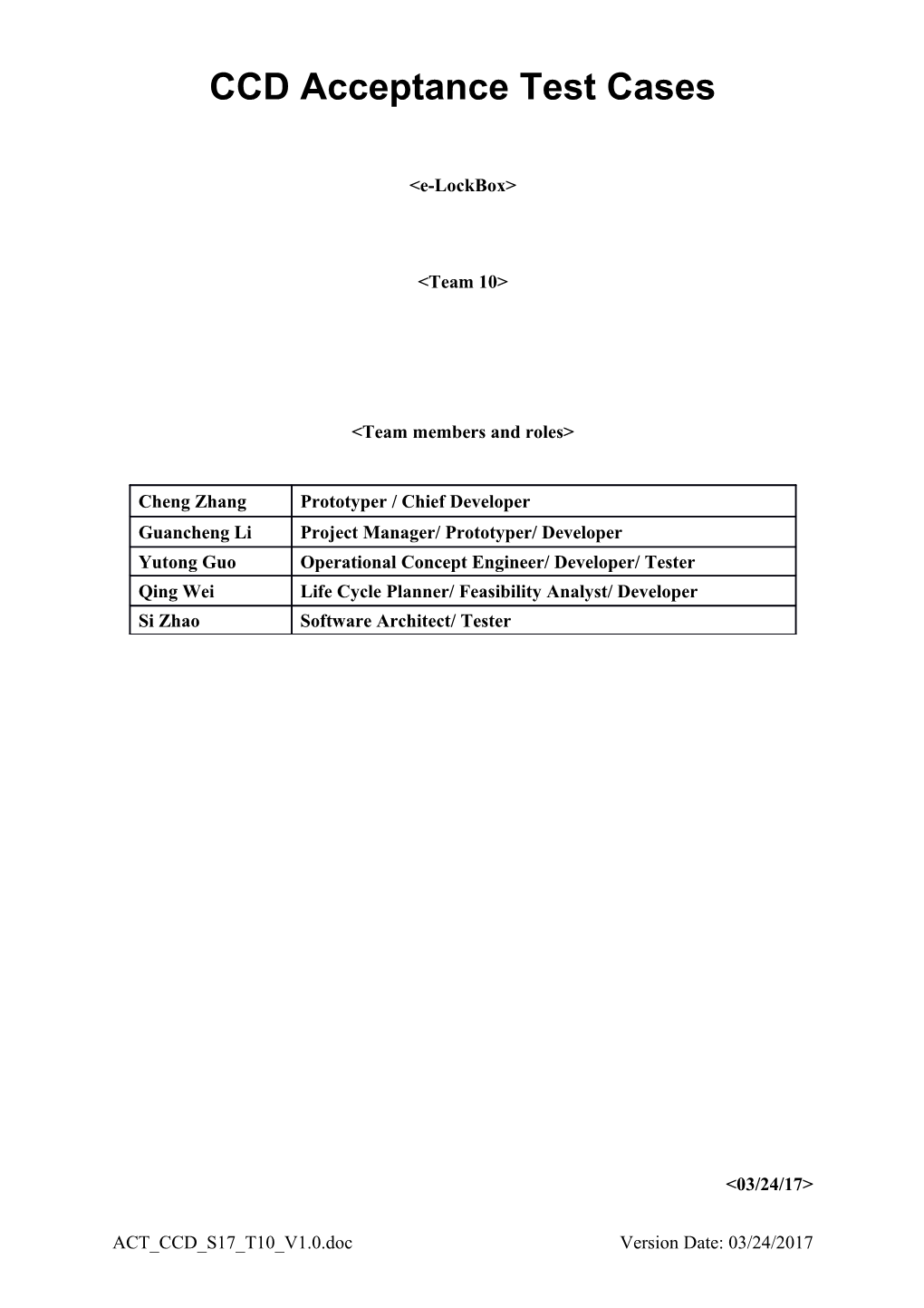 CCD Acceptance Test Cases