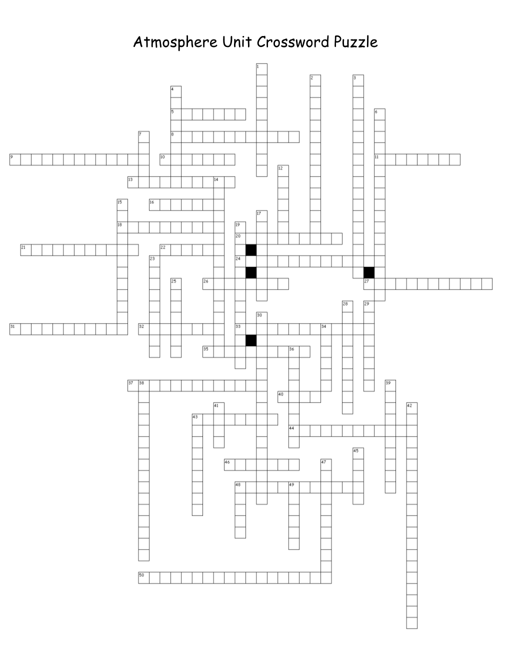 Atmosphere Unit Crossword Puzzle