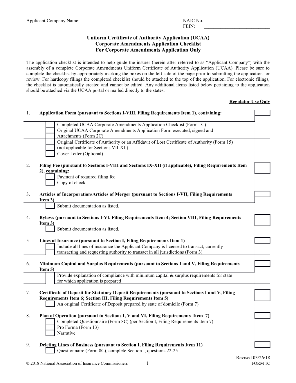 UCAA Corporate Amendments Application Form 1C