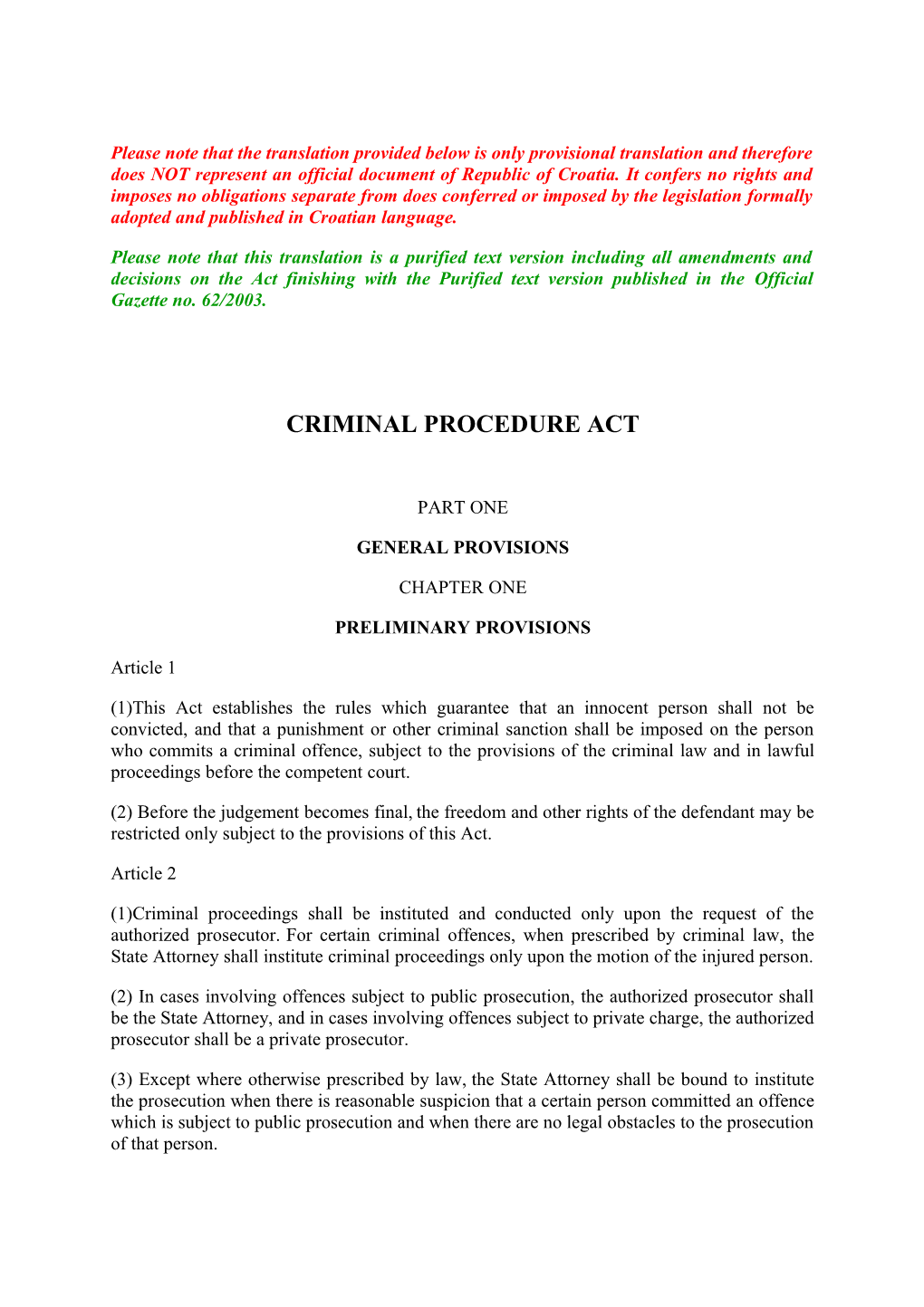 Criminal Procedure Act