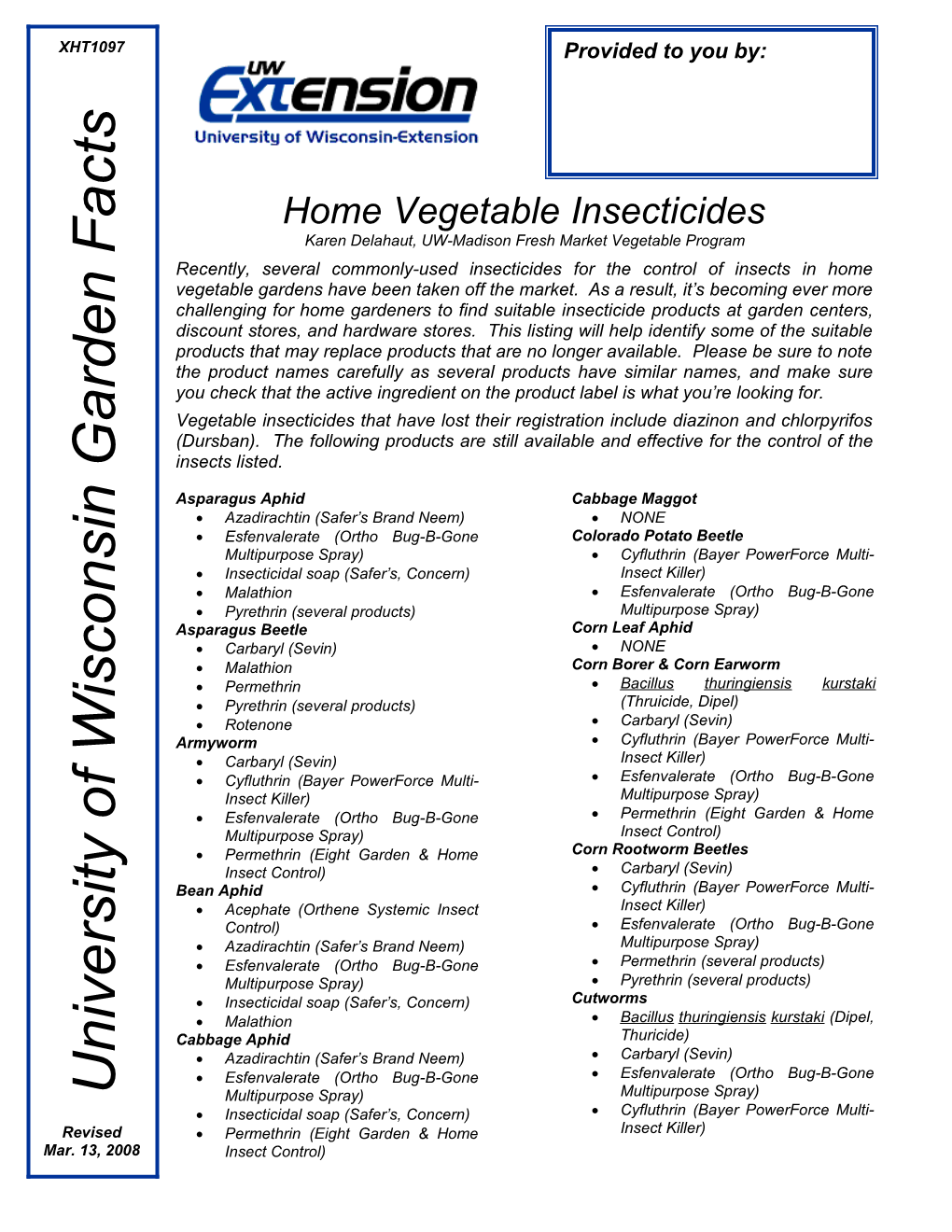 Home Vegetable Insecticides