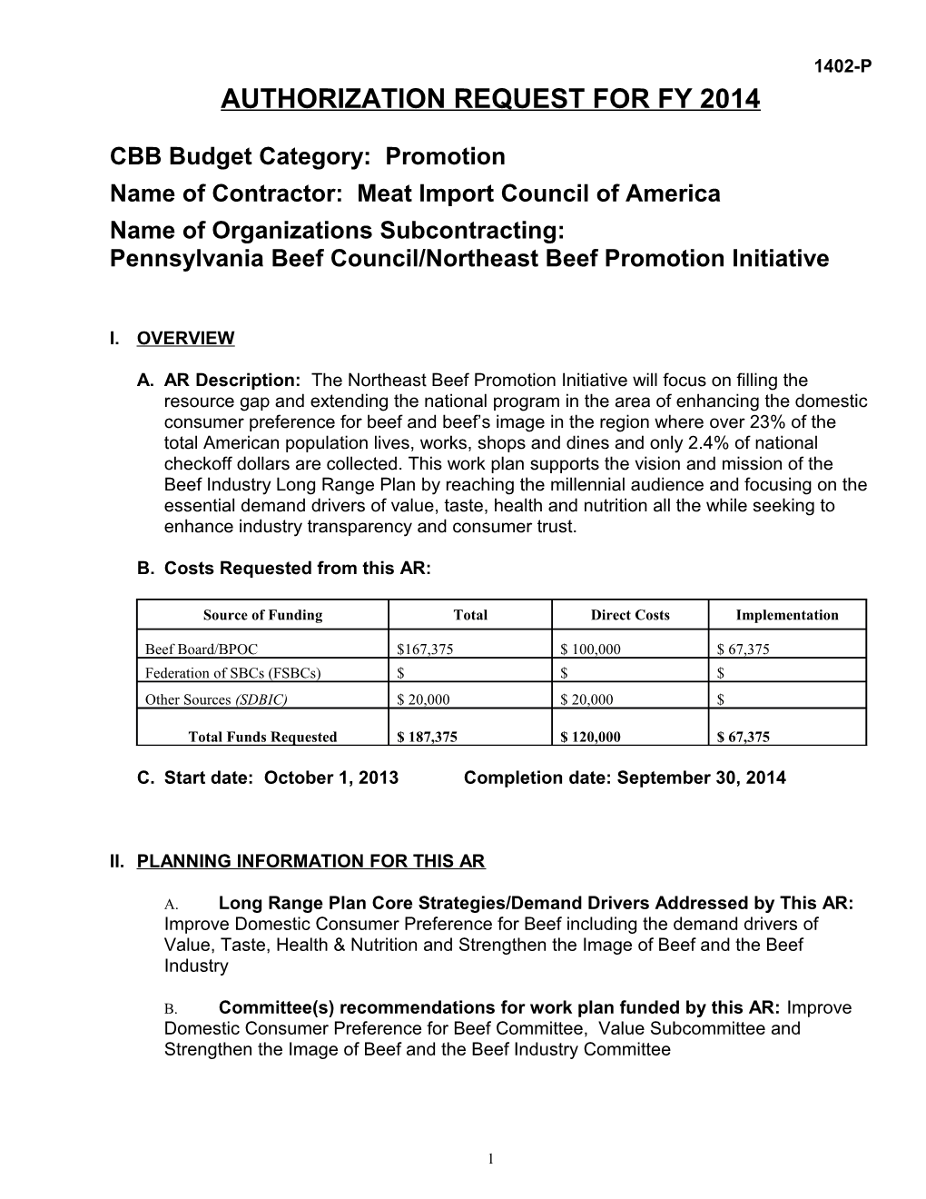 CBB Budget Category: Promotion